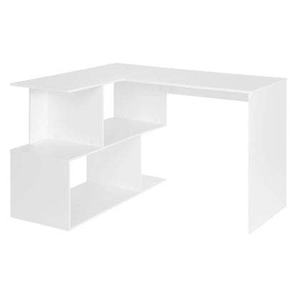 White/Black PC Work Computer Table Chipboard Desk with Shelves for Study Student Writing Table Home Office Work Furniture