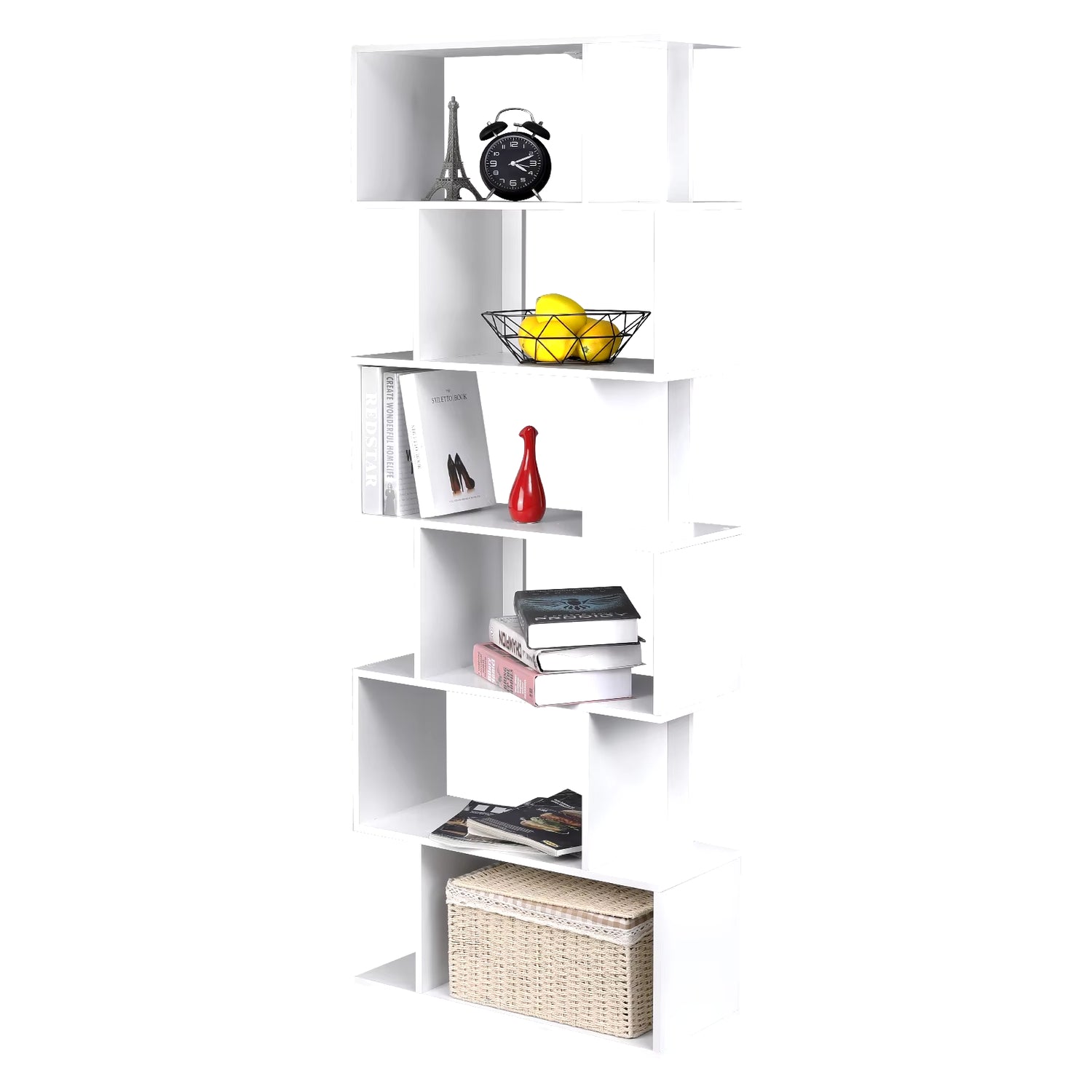 Modern Book Shelf 6 Storage Cubes Unit Tall Freestanding Bookcases for Living Room Bedroom Office Decoration Furniture