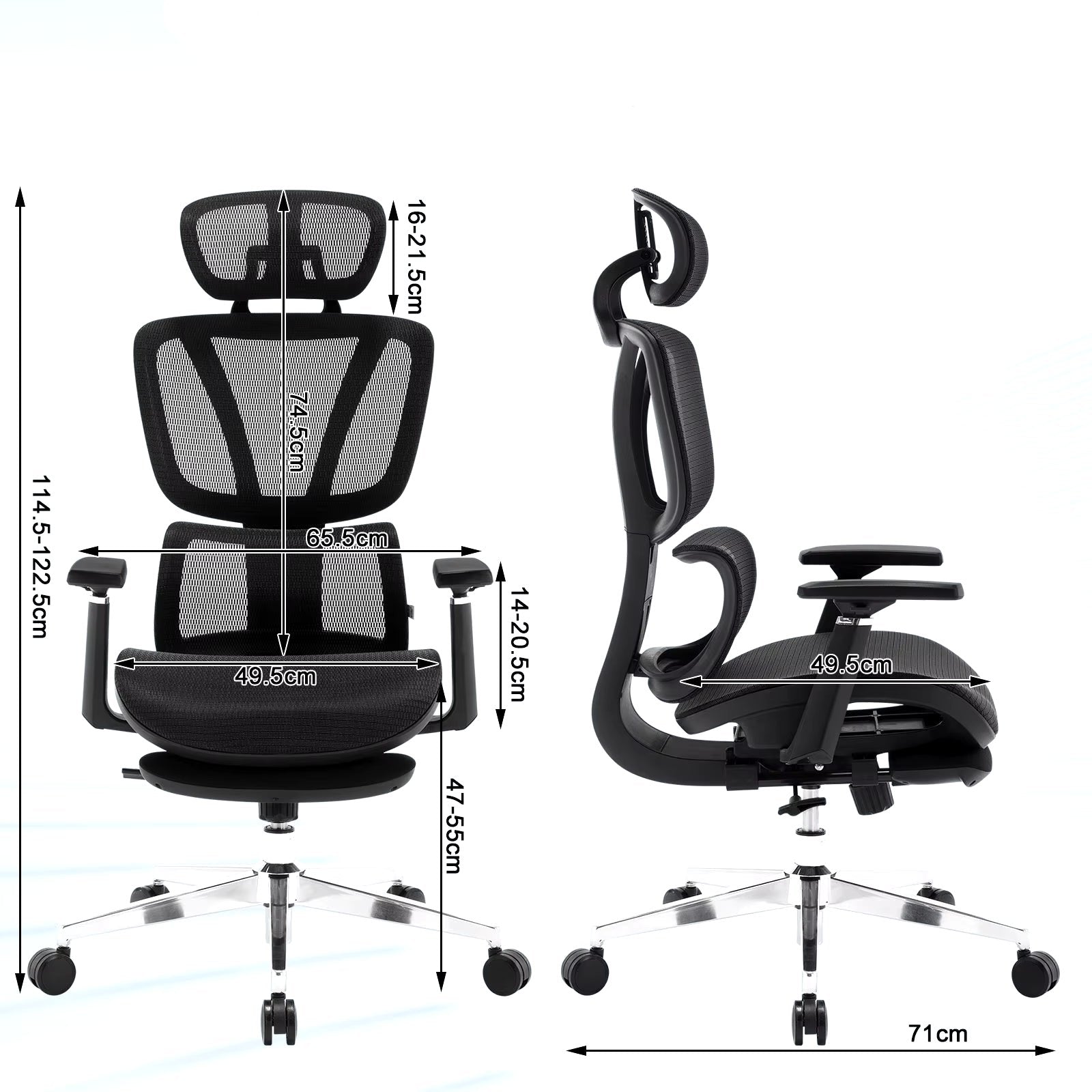 Ergonomic Swivel Office Chair Height Adjustable Headrest Lumbar Support 3D Armrests Retractable Footrest Rocker Function