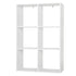 White Bookcase with 3 Levels 6 Compartments Standing DVD Shelf Room Divider for Living Room Kitchen Office Organizer