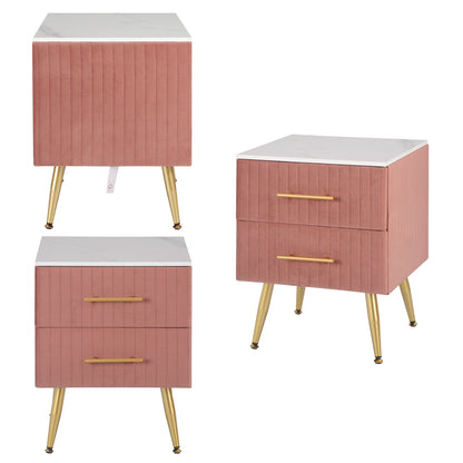 1PC Grey/Pink Nightstand Bedside Cabinet Bedside Table with 2 Drawers for Bedroom Living Room Organizer Storage Home Decor