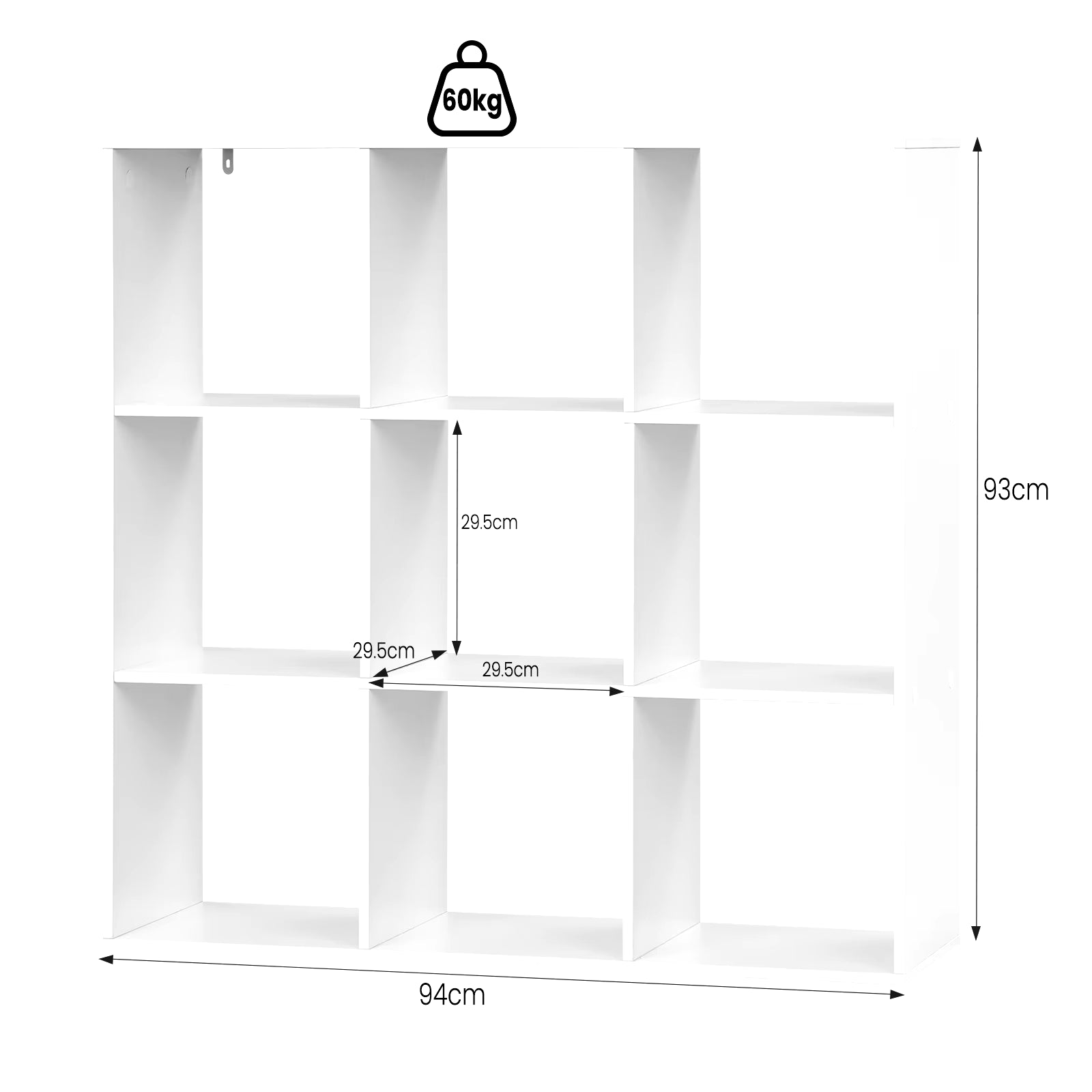 9 Cubes Bookcase White 3-Tier Bookshelf Standing Storage Cabinet Organizer for Living Room Office Bedroom