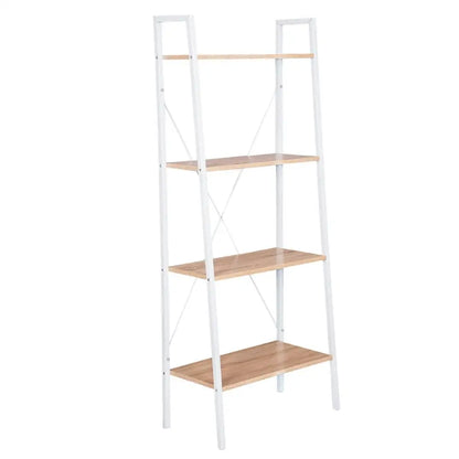 60*35*148Cm 4-Tier Ladder Bookshelf Shelving Unit Wood Bookcase Frame for Living Room Bedroom Kitchen Dining Room Storage