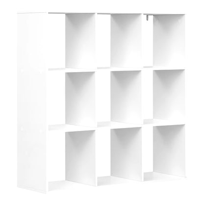 9 Cubes Bookcase White 3-Tier Bookshelf Standing Storage Cabinet Organizer for Living Room Office Bedroom