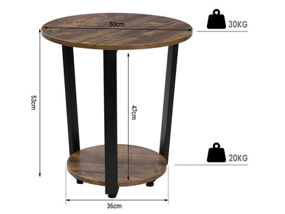 round Coffee Table Modern Small Sofa Table with 2 Shelves Tea Desk Bedside Table for Living Room Bedroom Couch Home