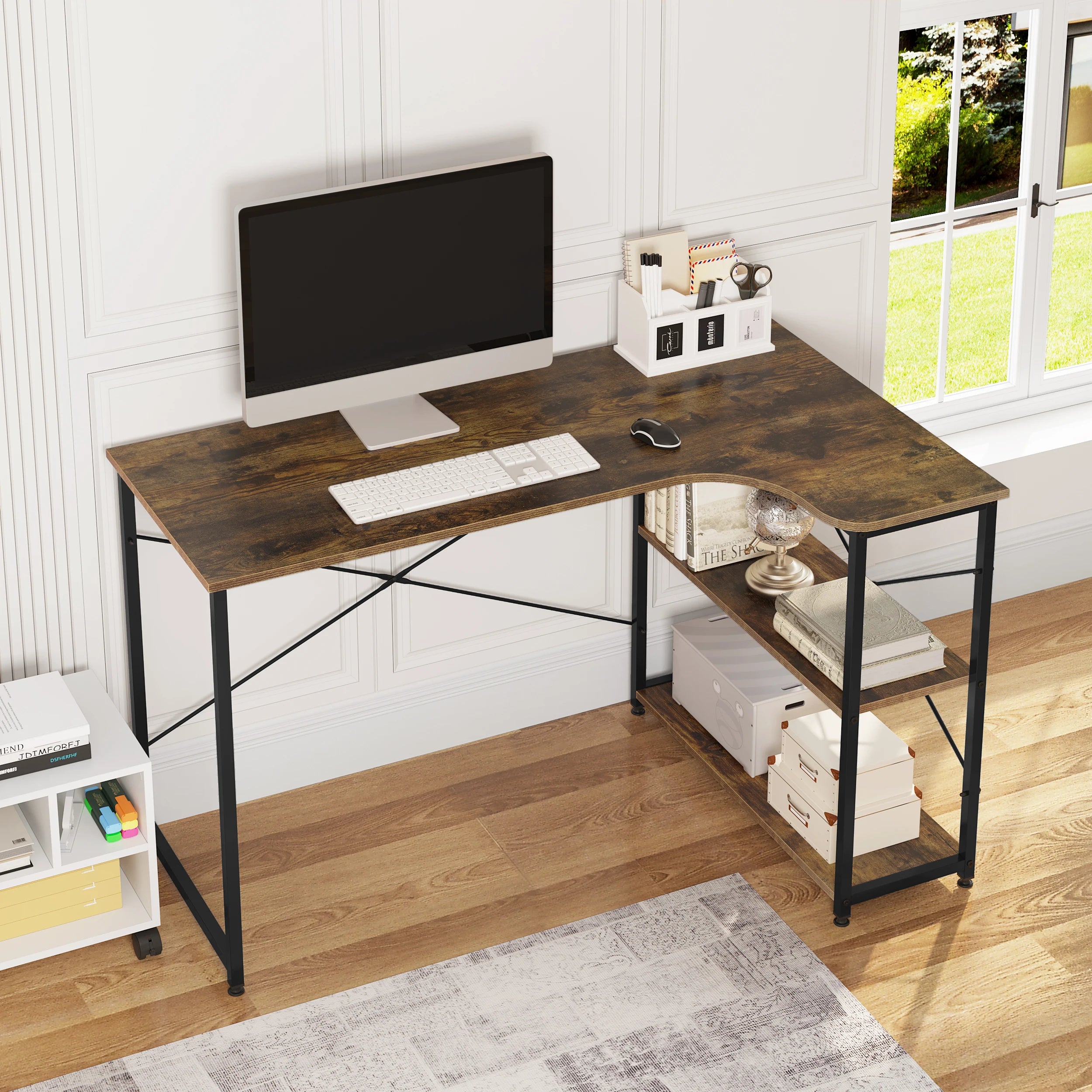 1PC Computer Table L-Shaped Office Desk Workstation Study Writing Desk PC Laptop Table Workstation Dining Gaming Table