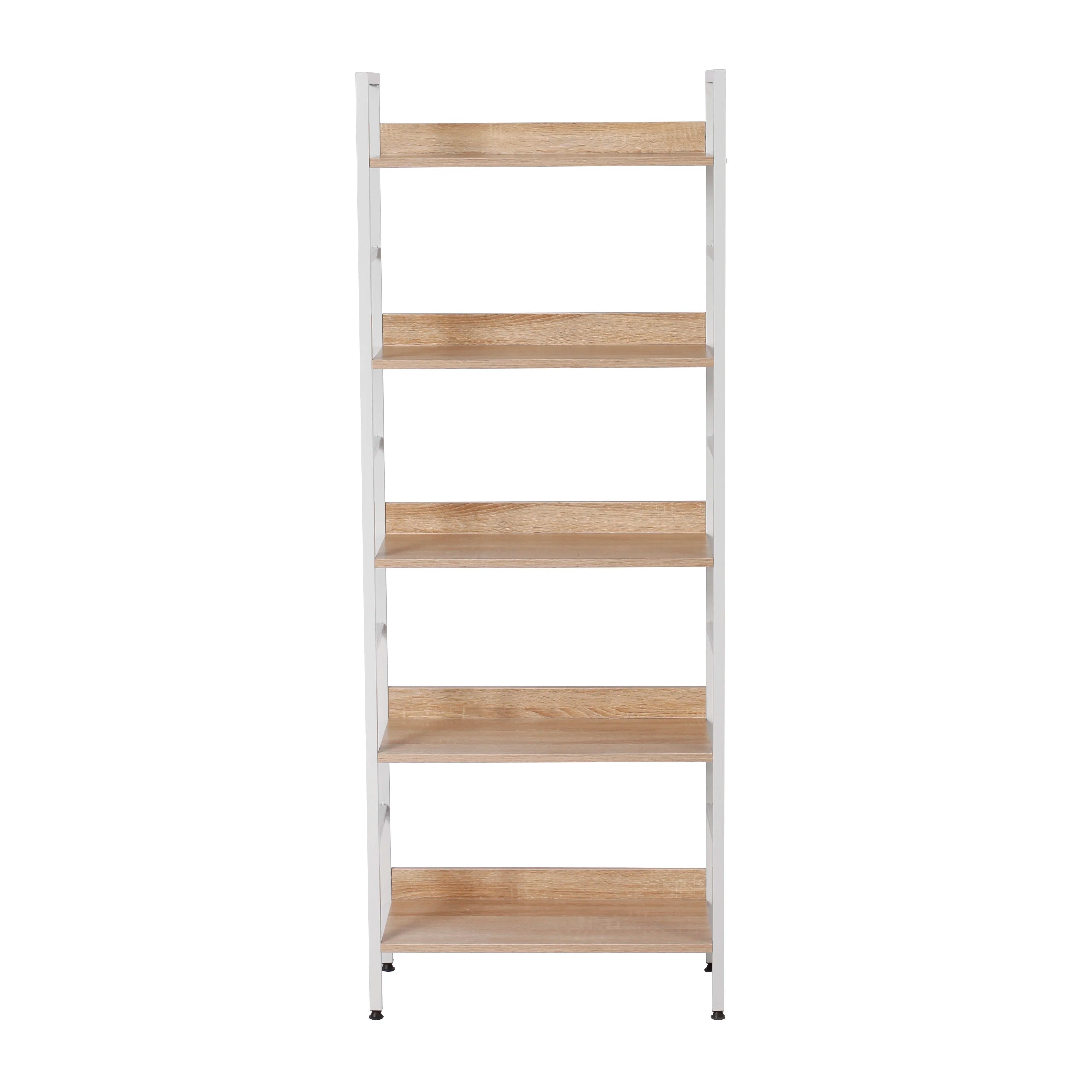 5-Tier Wooden Bookcase Upright Shelving Unit Bookshelf Shoe Rack Bathroom Cupboard Flower Stairs Storage Organizer Display