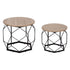 2PCS/SET Nesting Coffee Tables with round Table Top Black Industrial Style Metal Frame Side Table for Living Room Balcony