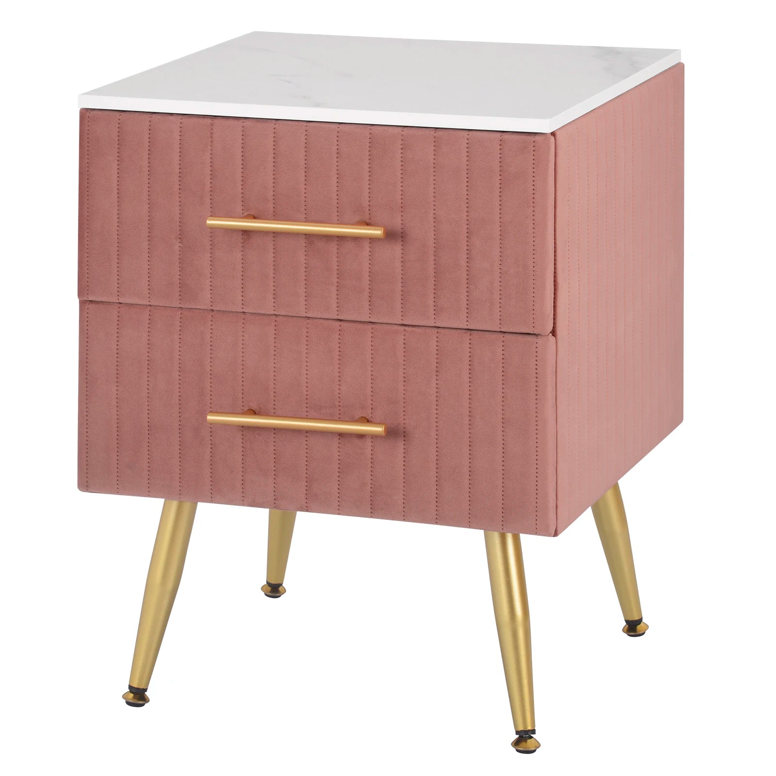 1PC Grey/Pink Nightstand Bedside Cabinet Bedside Table with 2 Drawers for Bedroom Living Room Organizer Storage Home Decor