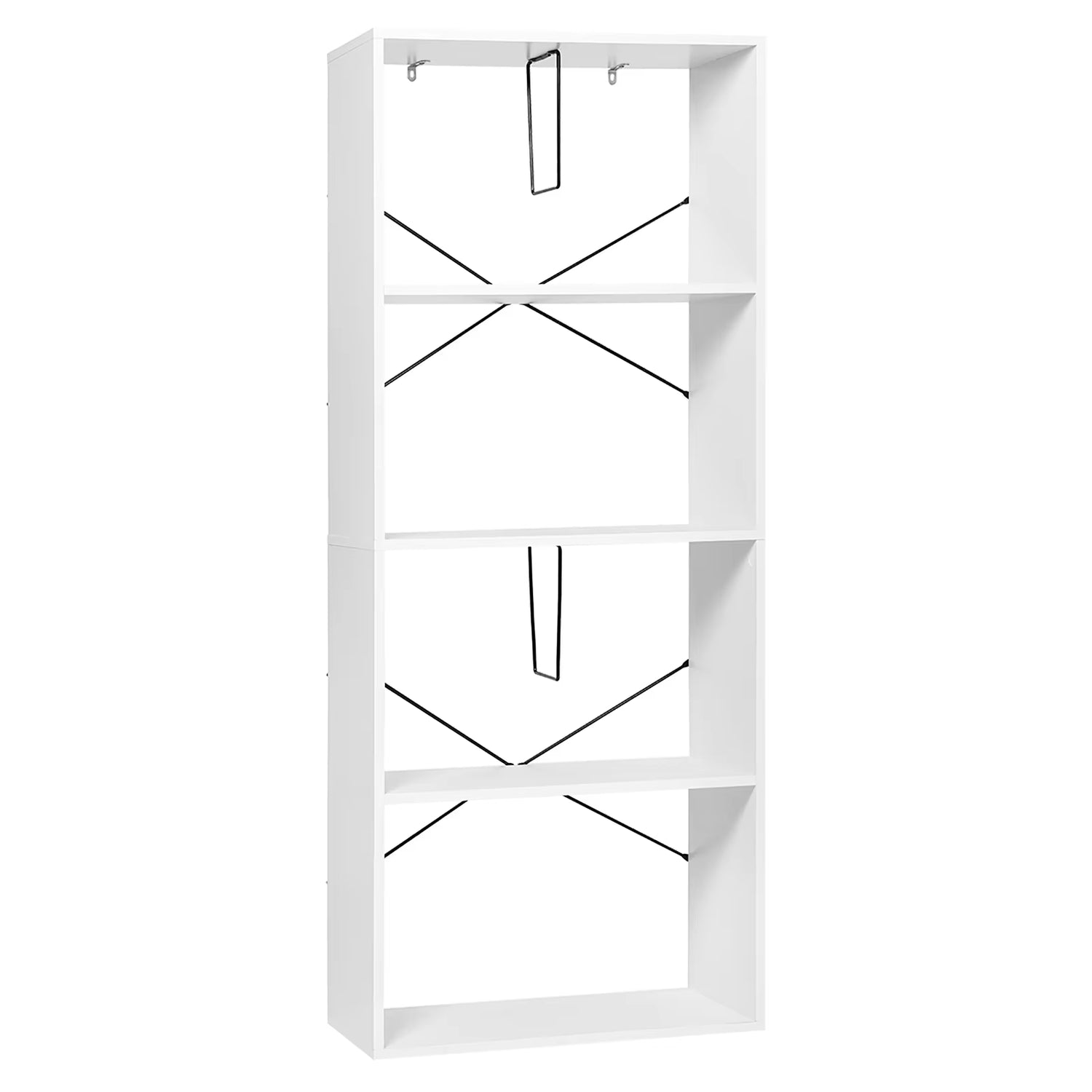 White Bookcase with 4 Levels Standing Shelf with Tilt Protection DVD Display Cabinet for Living Room Office Bedroom