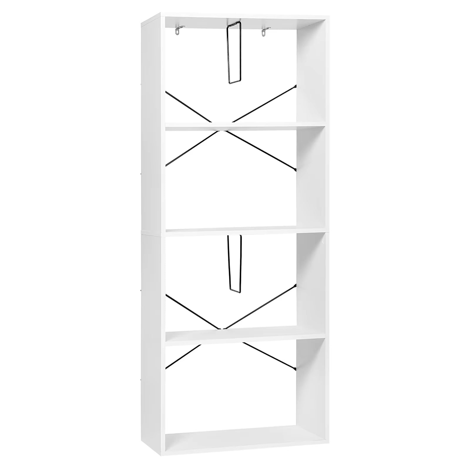 White Bookcase with 4 Levels Standing Shelf with Tilt Protection DVD Display Cabinet for Living Room Office Bedroom