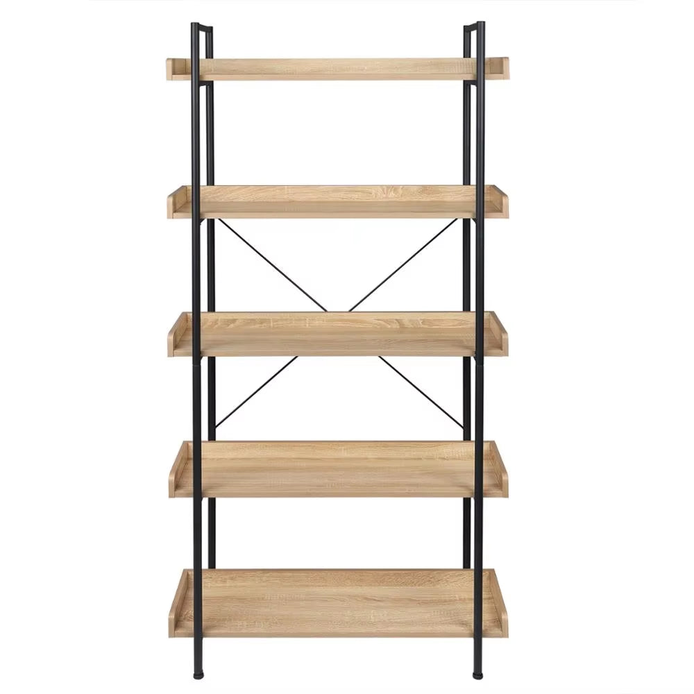 1PC 5 Tiers Shelf Unit Shelving Storage Bookcase Rack Metal Book Shelf with Safety Baffle for Kitchen Bathroom Living Room