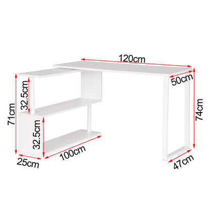 1PC Computer Office Desk Wood L-Shaped Corner Desk with Shelves Foldable Workstation PC Gaming Study Writing Desk Home