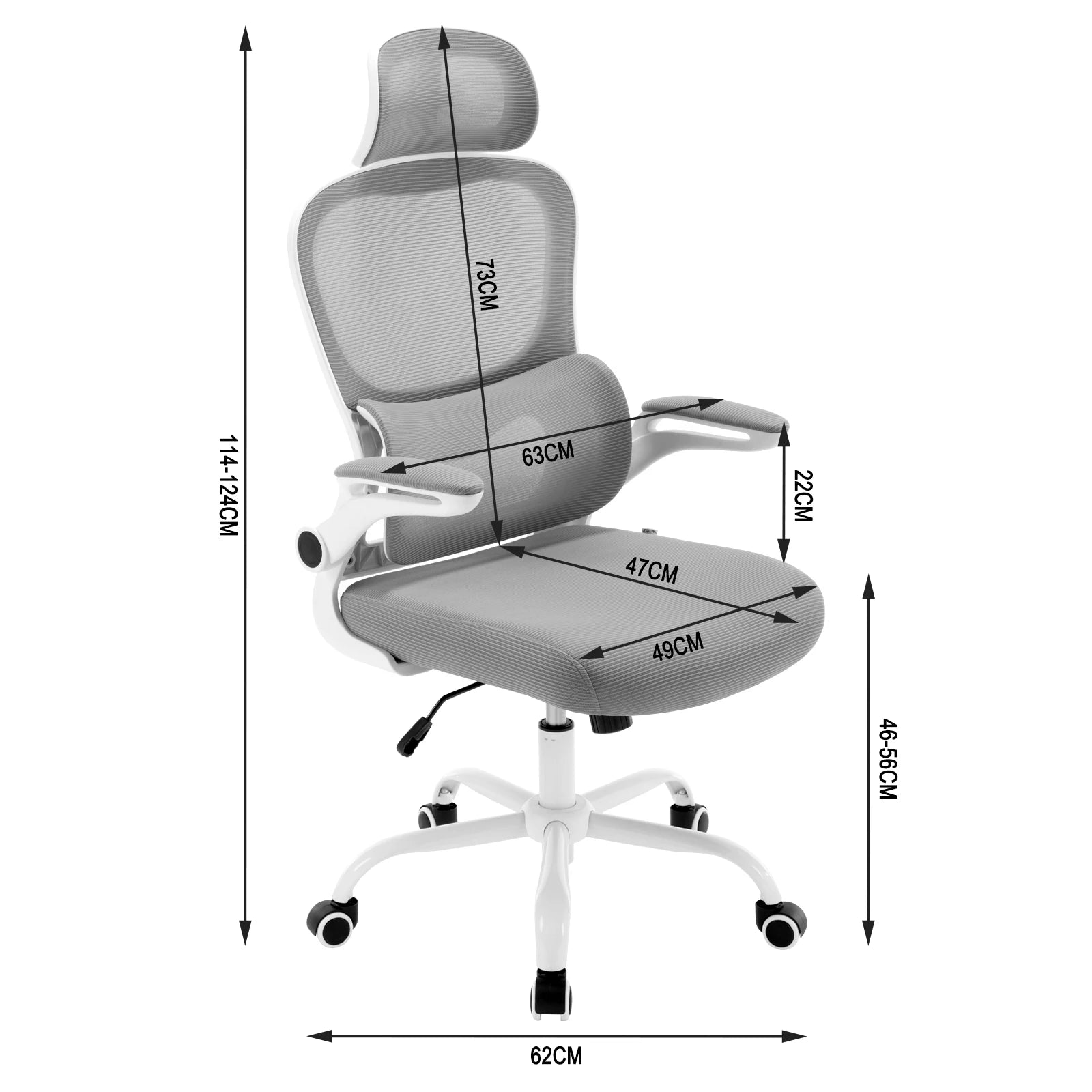 Ergonomic Office Chair with Adjustable Headrest Armrests Executive Chair Rocker Function Swivel Chair Lumbar Support